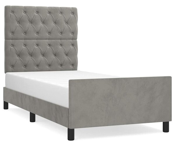 Rám postele bez matrace světle šedá 80 x 200 cm samet 3125904