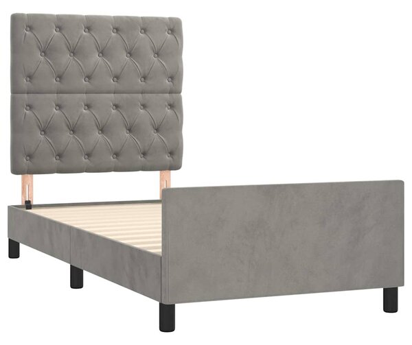 Rám postele bez matrace světle šedá 80 x 200 cm samet 3125904