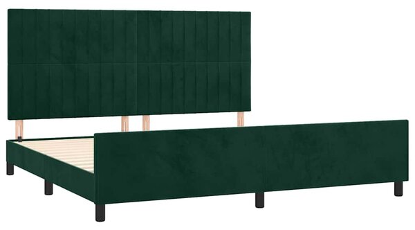 Rám postele bez matrace tmavě zelená 200 x 200 cm samet 3125900