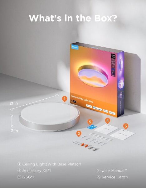 Govee - LED RGBICWW Stm stropní svítidlo LED/55W/230V pr. 53 cm Matter Wi-Fi