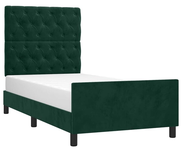 Rám postele bez matrace tmavě zelená 80 x 200 cm samet 3125907