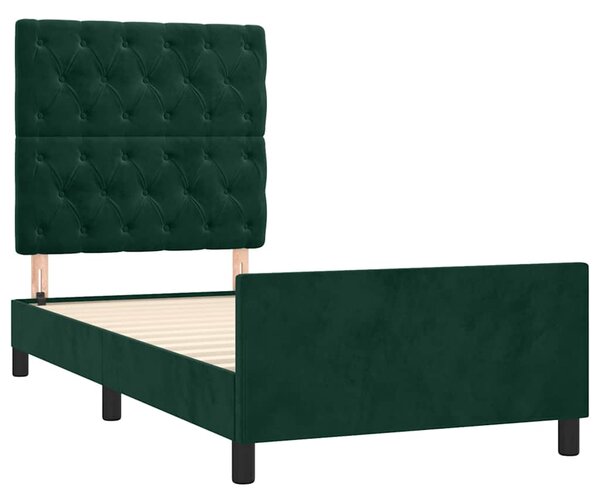 Rám postele bez matrace tmavě zelená 80 x 200 cm samet 3125907