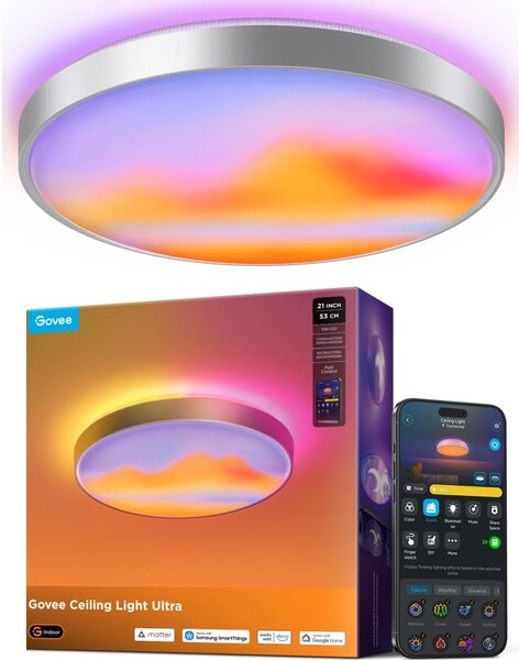 Govee - LED RGBICWW Stm stropní svítidlo LED/55W/230V pr. 53 cm Matter Wi-Fi