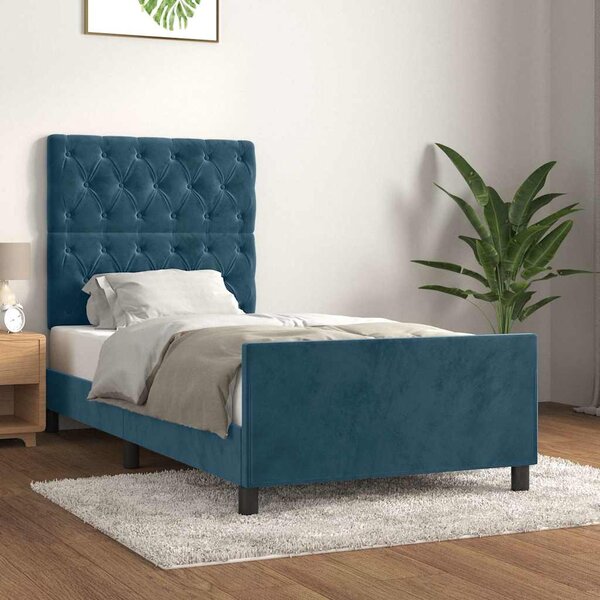 Rám postele bez matrace tmavě modrý 80x200 cm samet 3125908