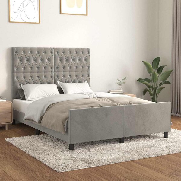 Rám postele bez matrace světle šedý 140 x 190 cm samet 3125934