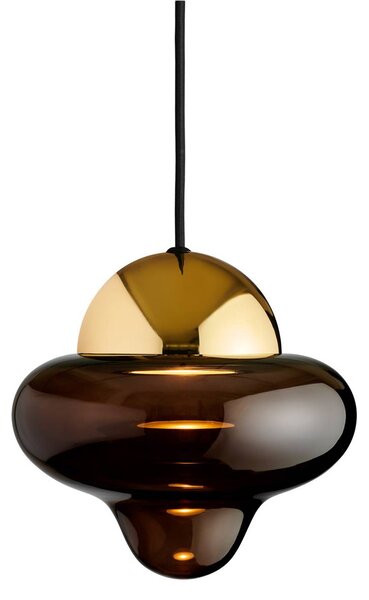 Závěsné svítidlo LED Nutty, hnědá / zlatá barva, Ø 18,5 cm, sklo