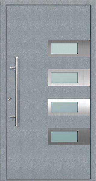 Solid Elements Vchodové dveře Smart, 90 L, rozměr vč. zárubně: 1000 × 2100 mm, AluClip hliník-plast, levé, šedé, prosklené