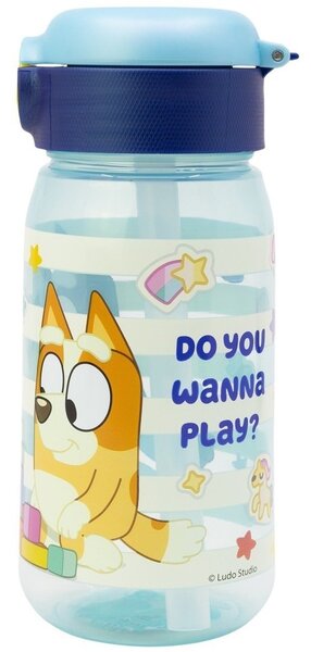 Plastová láhev na pití s brčkem a víčkem Bluey | Bez BPA, objem 510 ml