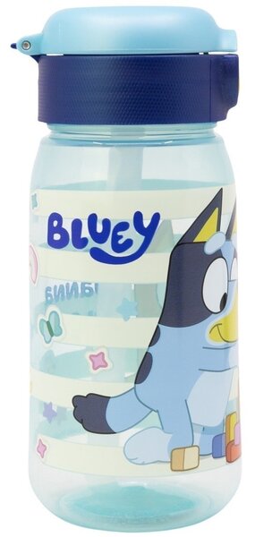 Plastová láhev na pití s brčkem a víčkem Bluey | Bez BPA, objem 510 ml