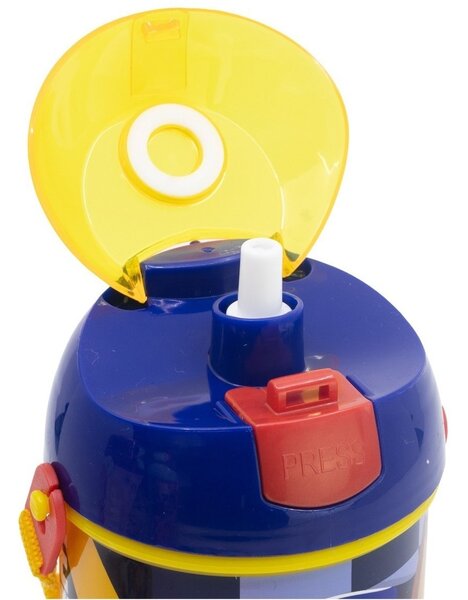Plastová láhev na pití s brčkem, víčkem a popruhem Tlapková patrola - Paw Patrol - motiv Rescue Pups - 450 ml