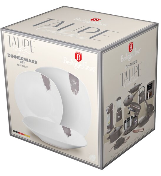 Jídelní sada talířů 18 ks Taupe Collection bílá-šedá