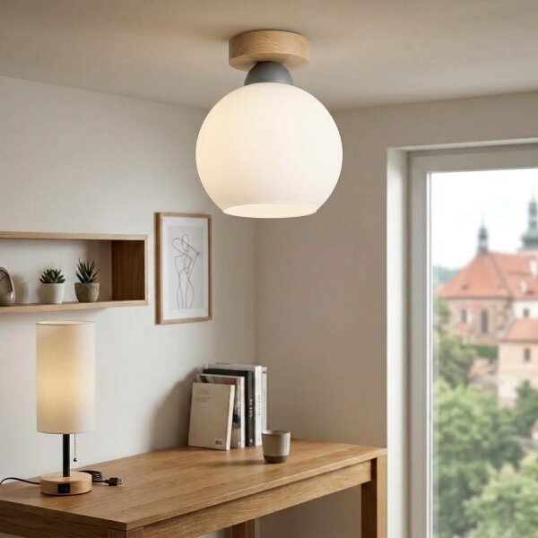 BRILAGI - LED Stropní svítidlo RETRO GLASS 1xE27/60W/230V pr. 15 cm dub/bílá