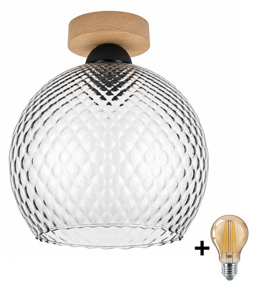 BRILAGI - LED Stropní svítidlo R GLASS 1xE27/60W/230V pr. 25 cm dub/kouř šedá