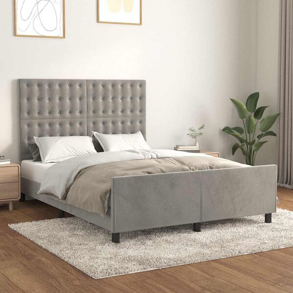 Rám postele bez matrace světle šedý 140 x 190 cm samet 3125995