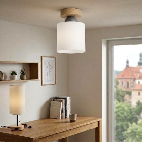 BRILAGI - LED Stropní svítidlo RETRO GLASS 1xE27/60W/230V pr. 10 cm dub/bílá