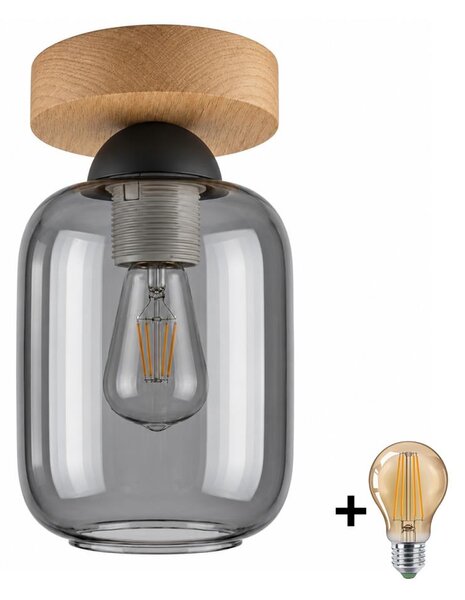 BRILAGI - LED Stropní svítidlo R GLASS 1xE27/60W/230V pr. 14 cm dub/kouř šedá