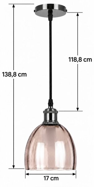 BRILAGI-LED Lustr na lanku RETRO GLASS 1xE27/60W/230V pr. 17cm černá/kouř béžová