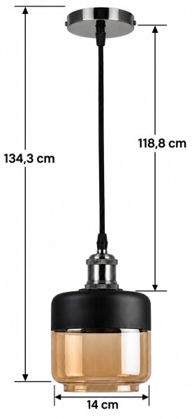 BRILAGI-LED Lustr na lanku RETRO GLASS 1xE27/60W/230V pr. 14cm černá/kouř béžová