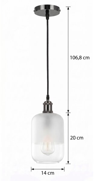 BRILAGI - LED Lustr na lanku RETRO GLASS 1xE27/60W/230V pr. 14 cm černá/bílá