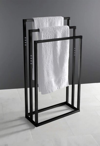 Tutumi Tutumi, 3-ramenný kovový stojan na ručníky 600x260x1000 mm 391840, černá matná, HOM-01003
