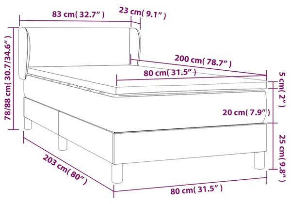 Box spring postel s matrací bílá 80 x 200 cm umělá kůže 3127158