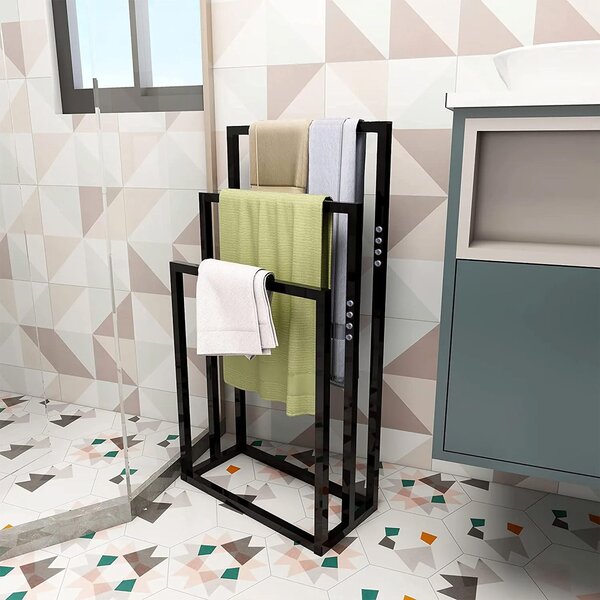Tutumi Tutumi, 3-ramenný kovový stojan na ručníky 600x260x1000 mm 391840, černá matná, HOM-01003