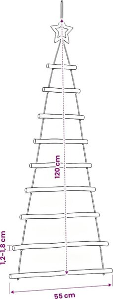 VidaXL Závěsný vánoční stromeček s hvězdou na vrcholu přírodní větve [4101010] Velikost: 74 x 150 cm