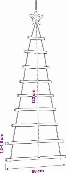 VidaXL Závěsný vánoční stromeček s hvězdou na vrcholu přírodní větve [4101010] Velikost: 74 x 150 cm