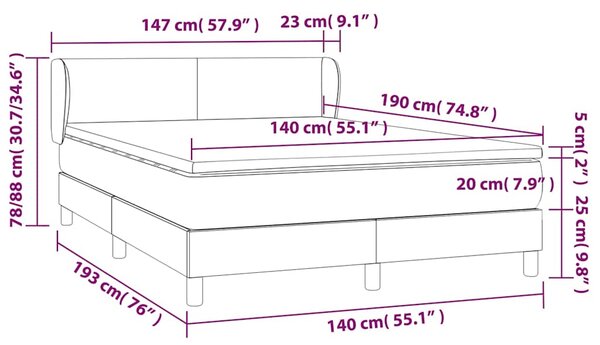 Box spring postel s matrací krémová 140x190 cm umělá kůže 3127189