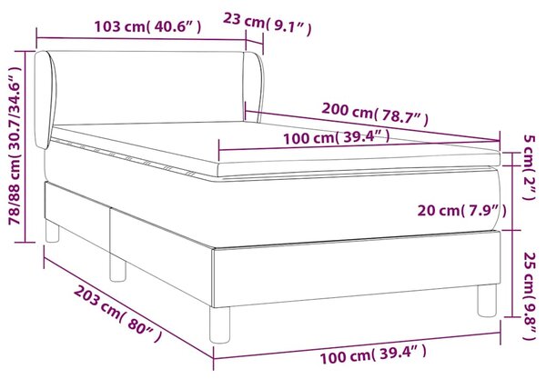 Box spring postel s matrací krémová 100x200 cm umělá kůže 3127177