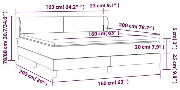 Box spring postel s matrací černá 160x200 cm samet 3127381