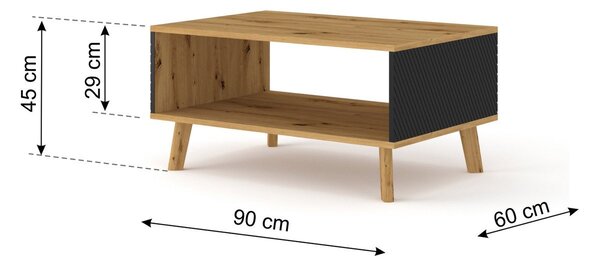 Konferenční stolek Luxina 90 (dub artisan + matná černá)