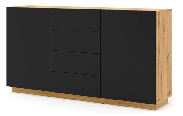 Komoda Aurora KOM2D4S (dub artisan + matná černá)