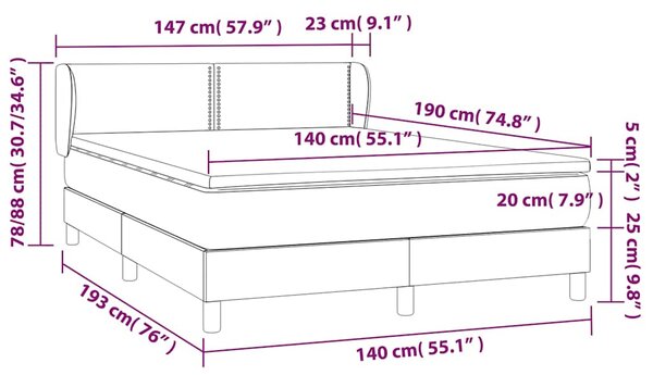 Box spring postel s matrací černá 140 x 190 cm textil 3126719