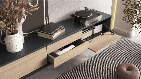 TV stolek Fiora 39 (antracit + dub olejovaný)