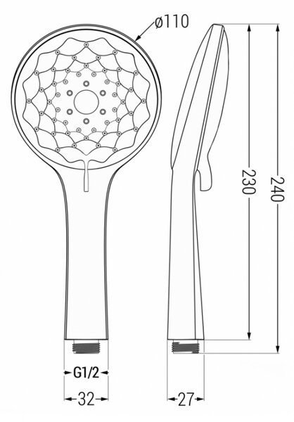 Ruční sprcha 3-funkční MEXEN R-74 chrom/bílá