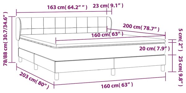 Box spring postel s matrací černá 160x200 cm samet 3127501