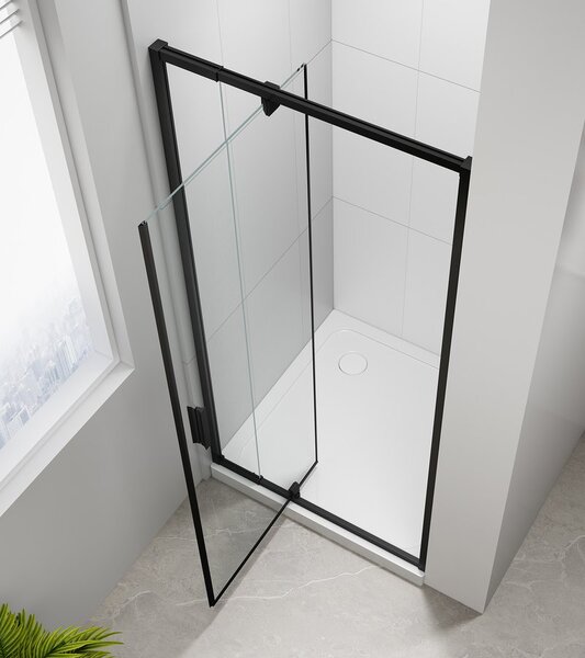 Polysan Polysan, EASY BLACK otočné sprchové dveře 760-900mm, čiré sklo, EL1615B