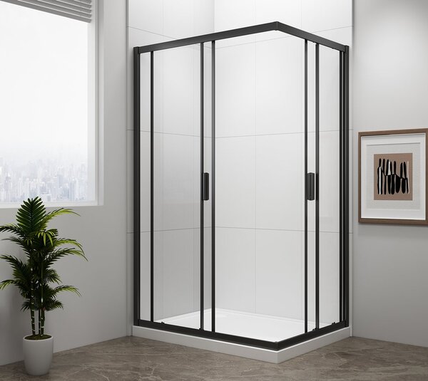 Polysan Polysan, EASY BLACK obdélníková sprchová zástěna 900x800mm, čiré sklo, EL5315B