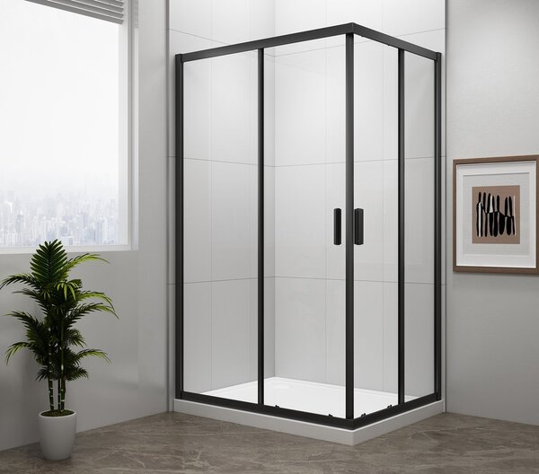 Polysan Polysan, EASY BLACK obdélníková sprchová zástěna 900x800mm, čiré sklo, EL5315B