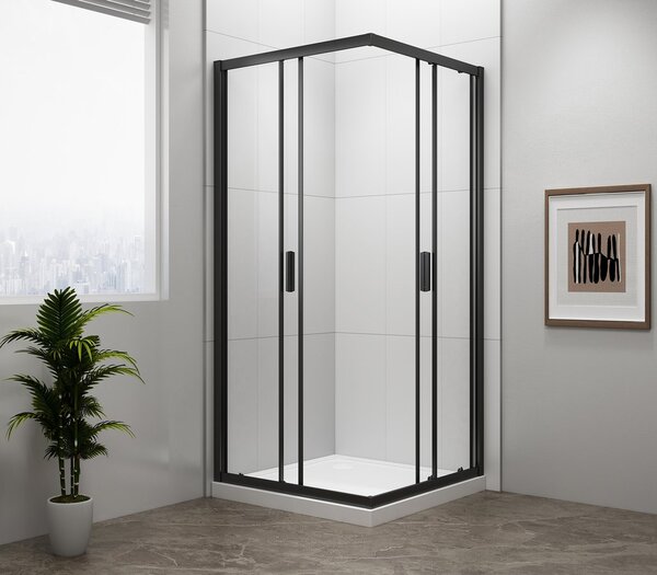 Polysan Polysan, EASY BLACK čtvercová sprchová zástěna 800x800mm, čiré sklo, EL5215B