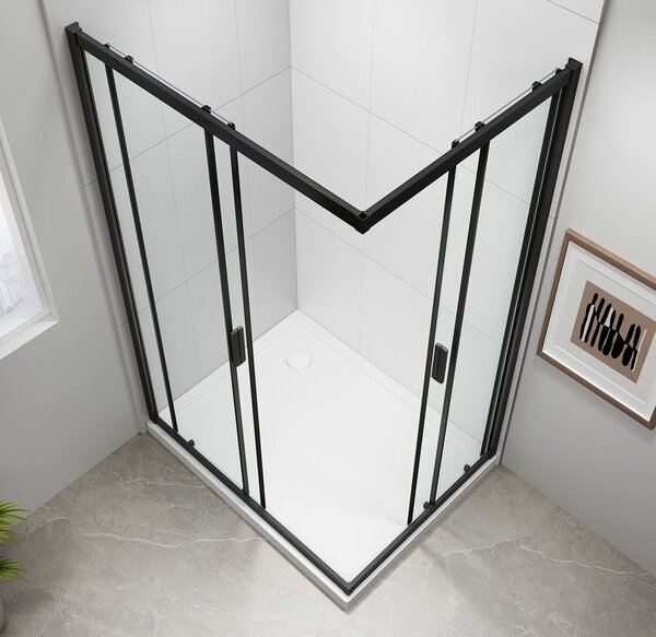 Polysan Polysan, EASY BLACK obdélníková sprchová zástěna 900x800mm, čiré sklo, EL5315B
