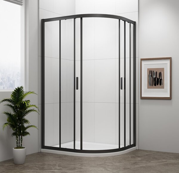 Polysan Polysan, EASY BLACK čtvrtkruhová sprchová zástěna 1000x800mm, L/R, čiré sklo, EL2915B