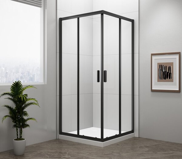 Polysan Polysan, EASY BLACK čtvercová sprchová zástěna 800x800mm, čiré sklo, EL5215B