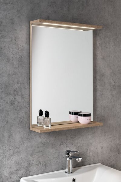 Aqualine Aqualine, KORIN STRIP zrcadlo s LED osvětlením 50x70x12cm, dub platin, KO995S
