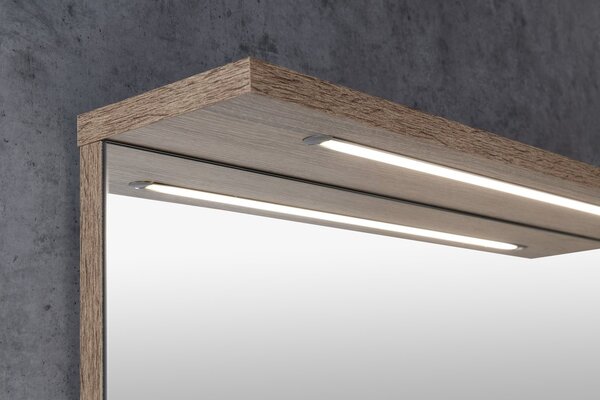 Aqualine Aqualine, KORIN STRIP zrcadlo s LED osvětlením 60x70x12cm, dub platin, KO990S