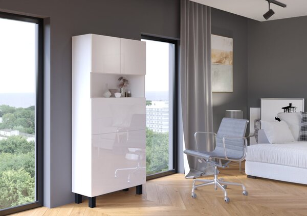 PC stolek Home (bílá lesklá). Akce -19%