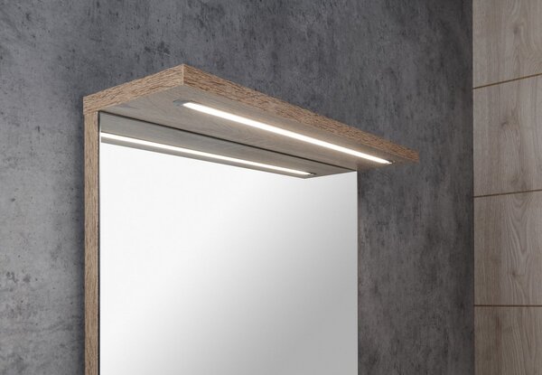 Aqualine Aqualine, KORIN STRIP zrcadlo s LED osvětlením 50x70x12cm, dub platin, KO995S