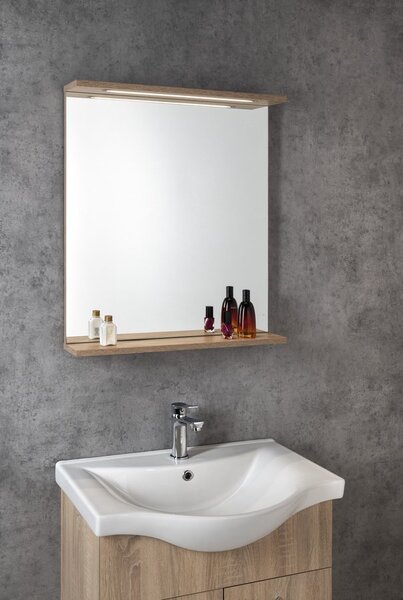 Aqualine Aqualine, KORIN STRIP zrcadlo s LED osvětlením a poličkami 70x70x12cm, KO360S