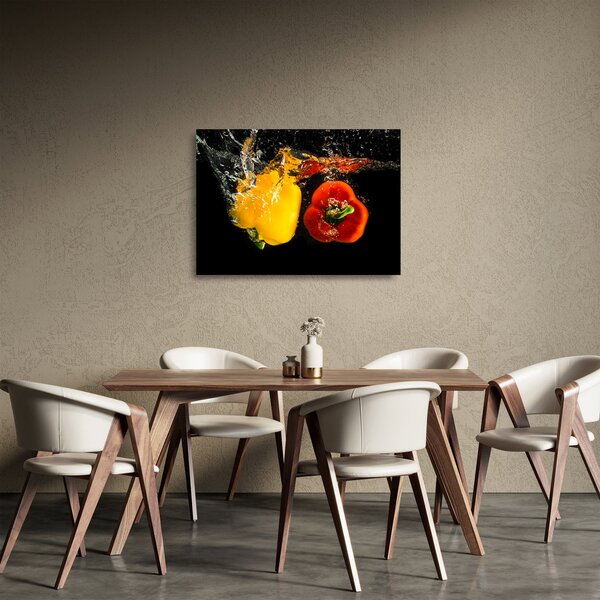 Skleněný obraz - papriky ve vodě (70x50 cm)